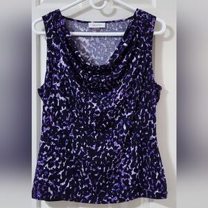 Sz L Calvin Klein Purple & Black Animal Print Top